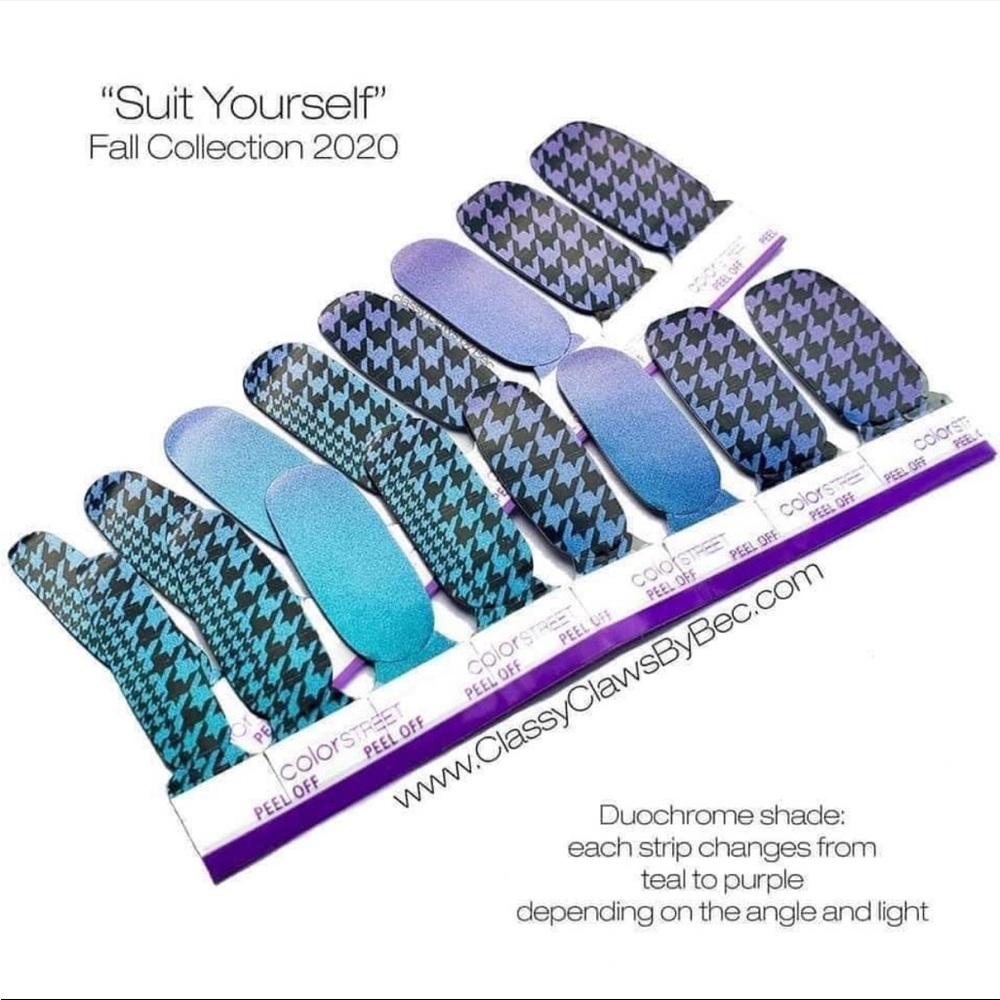 *Retired* Color Street: Suit Yourself | Houndstooth Teal Purple Duochrome Fall - Picture 5 of 13